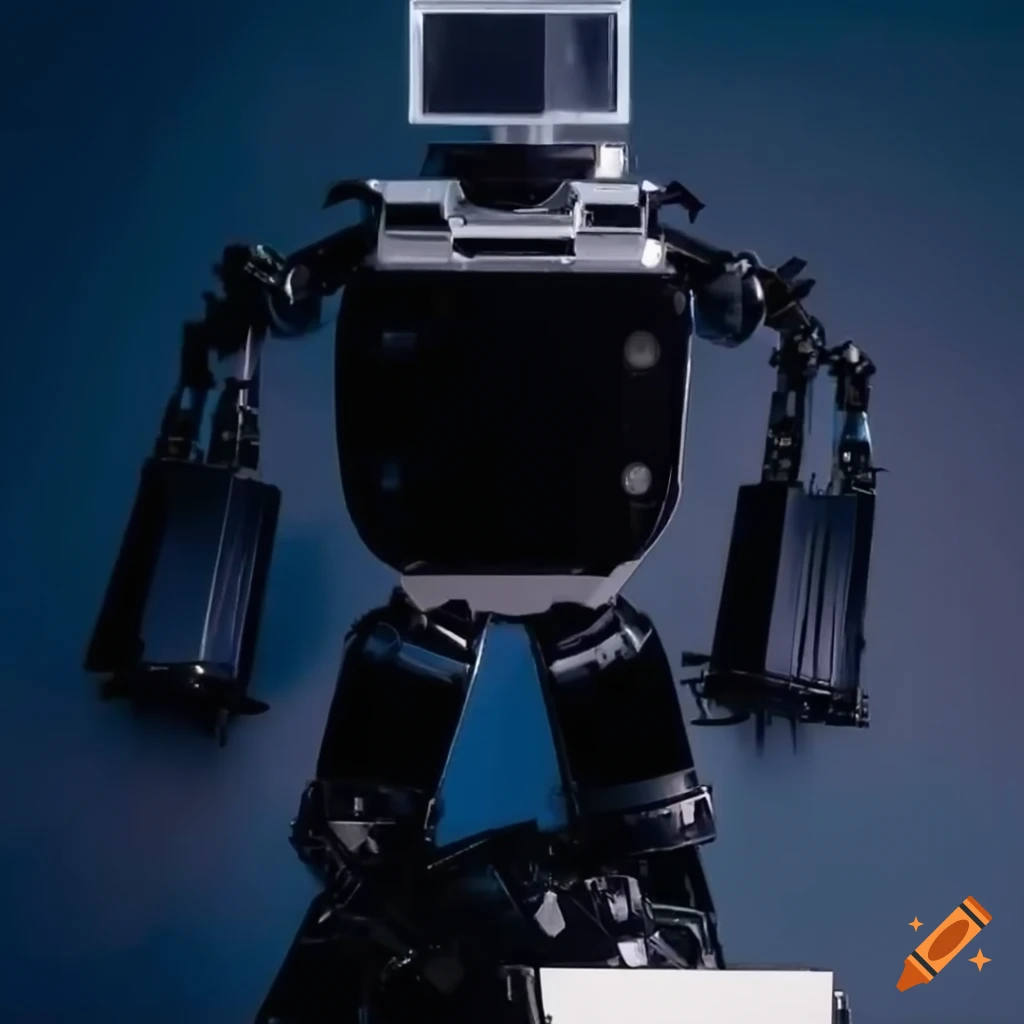 black robot with robotic claws and antennae