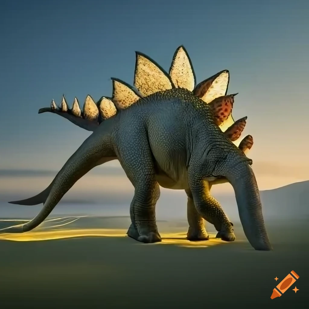 colorful stegosaurus in warm morning light