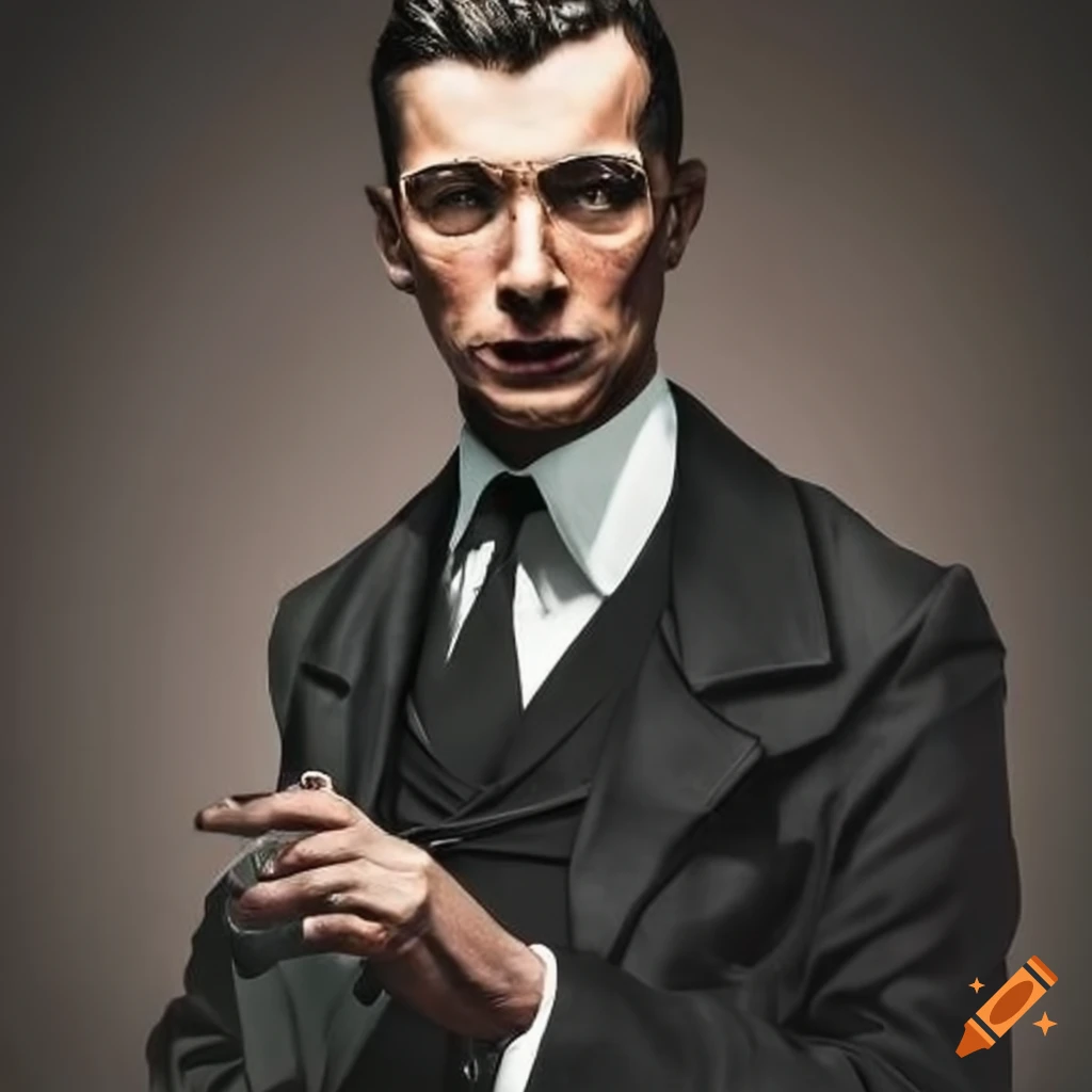 man in black suit inspired by Oppenheimer