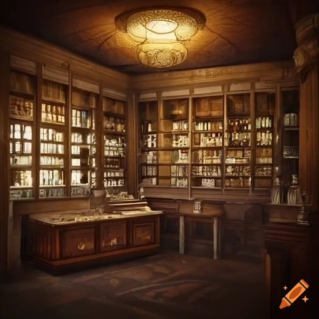 vintage pharmacy interior