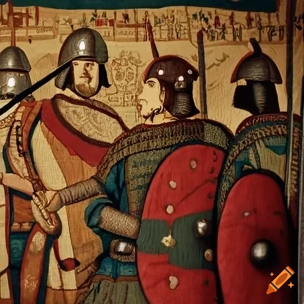 depiction of the Battle of Hastings on a tapestry
