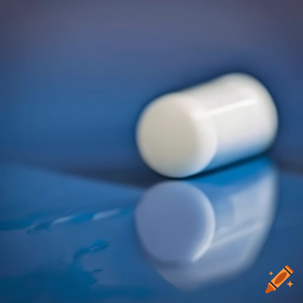 white pill bottle on blue countertop
