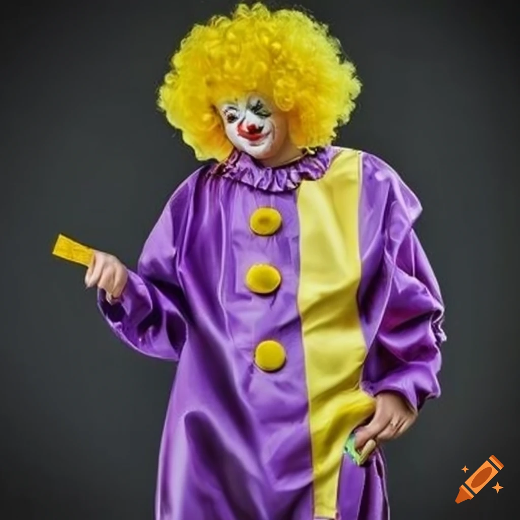 adult in vibrant clown costume