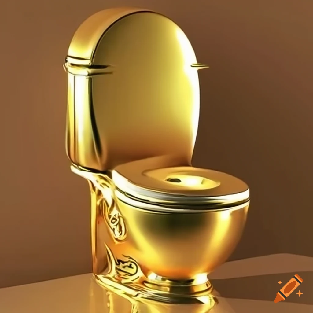 Artistic representation of a golden toilet on Craiyon