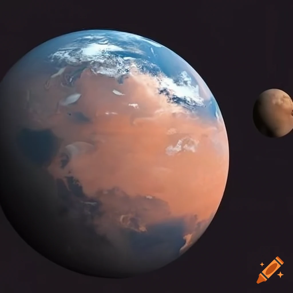 image of Mars and Earth
