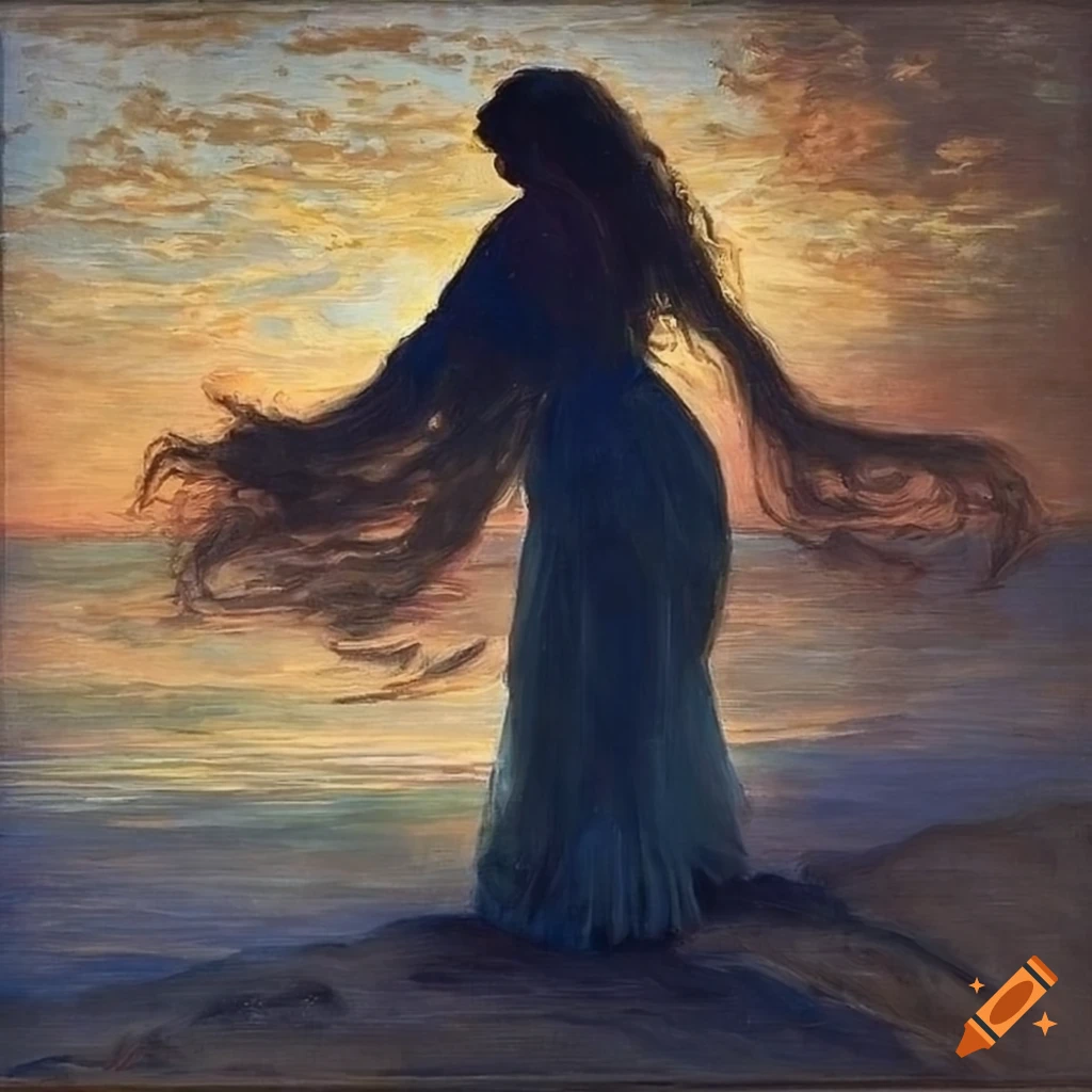 artistic portrait of a girl dancing by the sea
