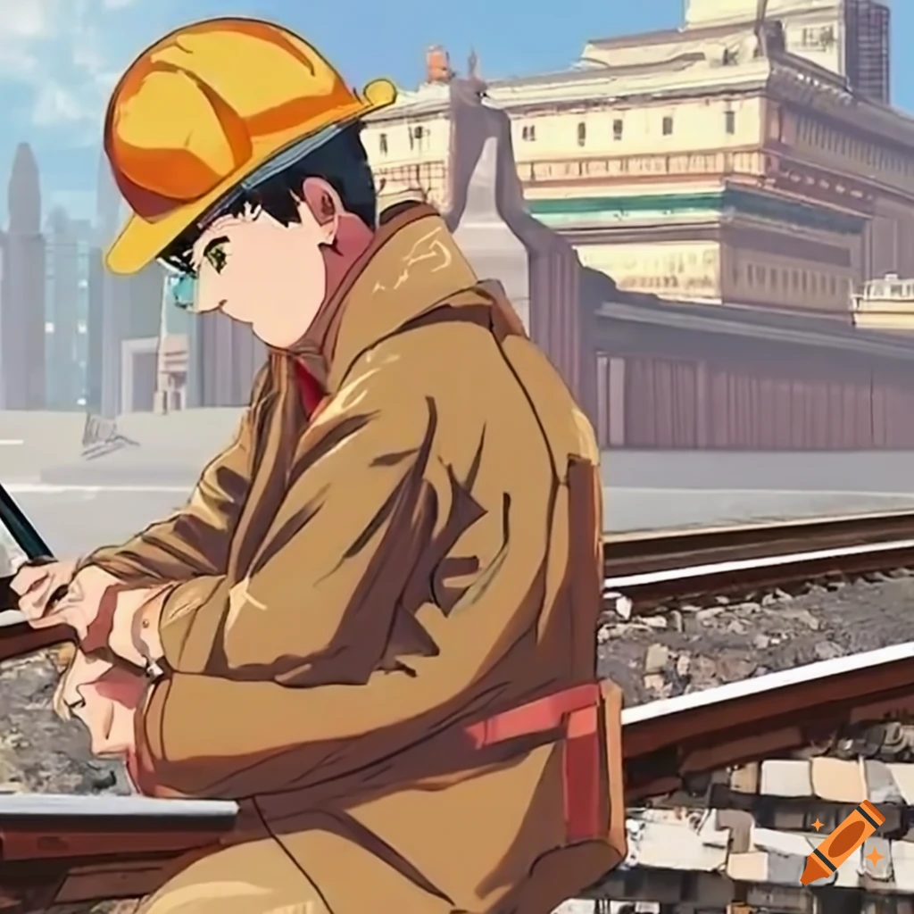railway engineer inspecting construction in Pyongyang