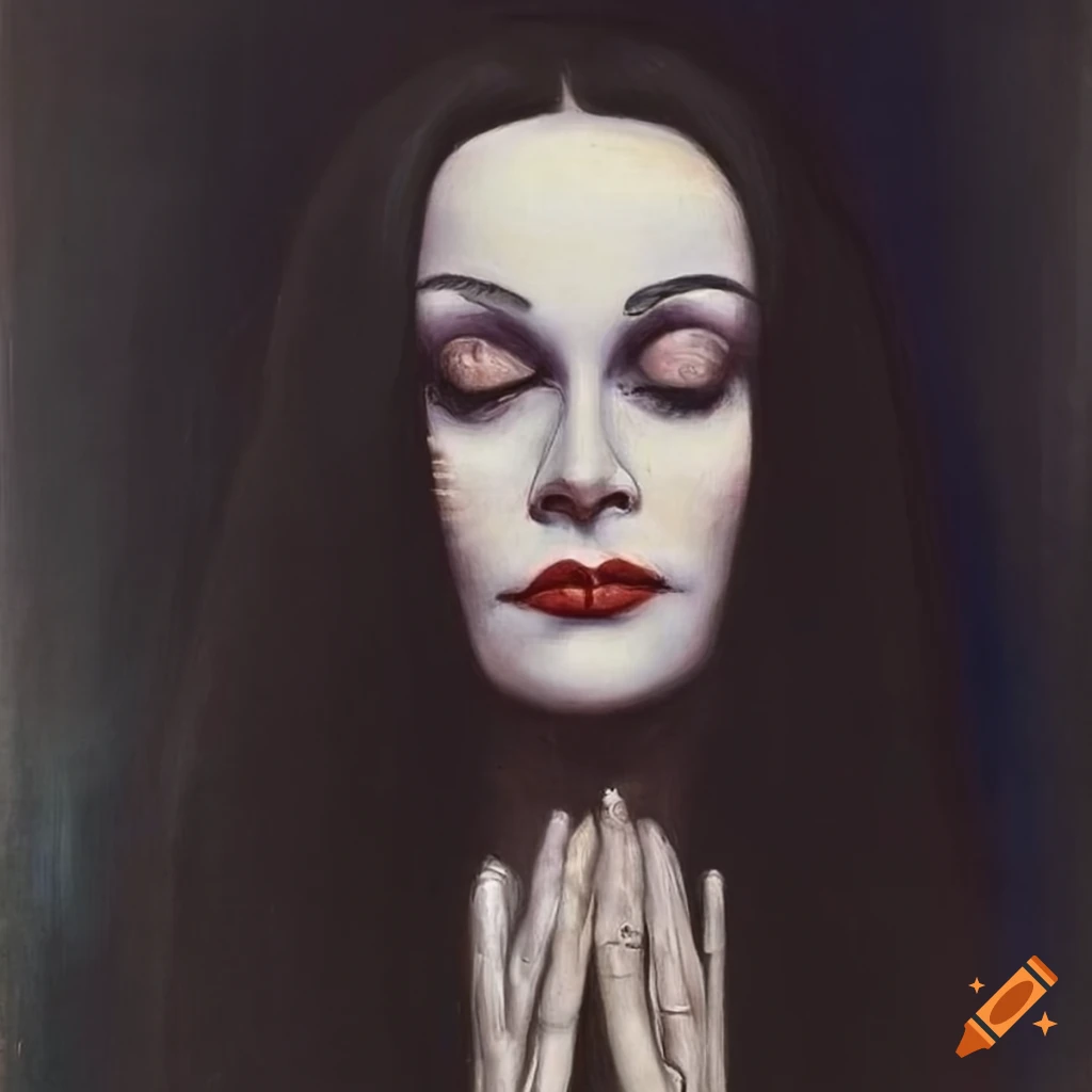 Portrait Of Morticia Addams With Closed Eyes By Donato Di Niccolò Di Betto Bard On Craiyon 3654