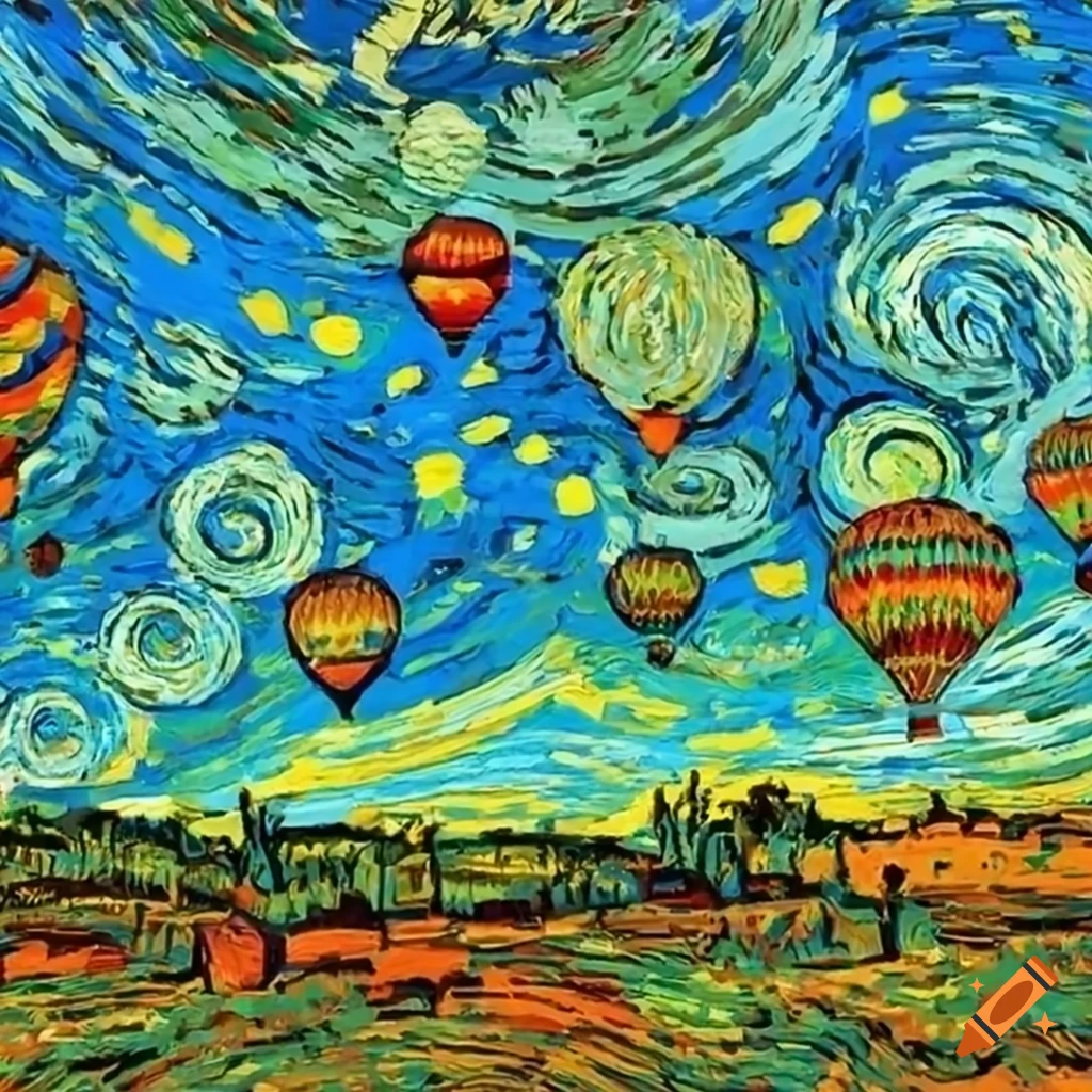 Psychedelic Sky Landscape With Hot Air Balloons Psychedelic Sky Landscape With Hot Air Balloons