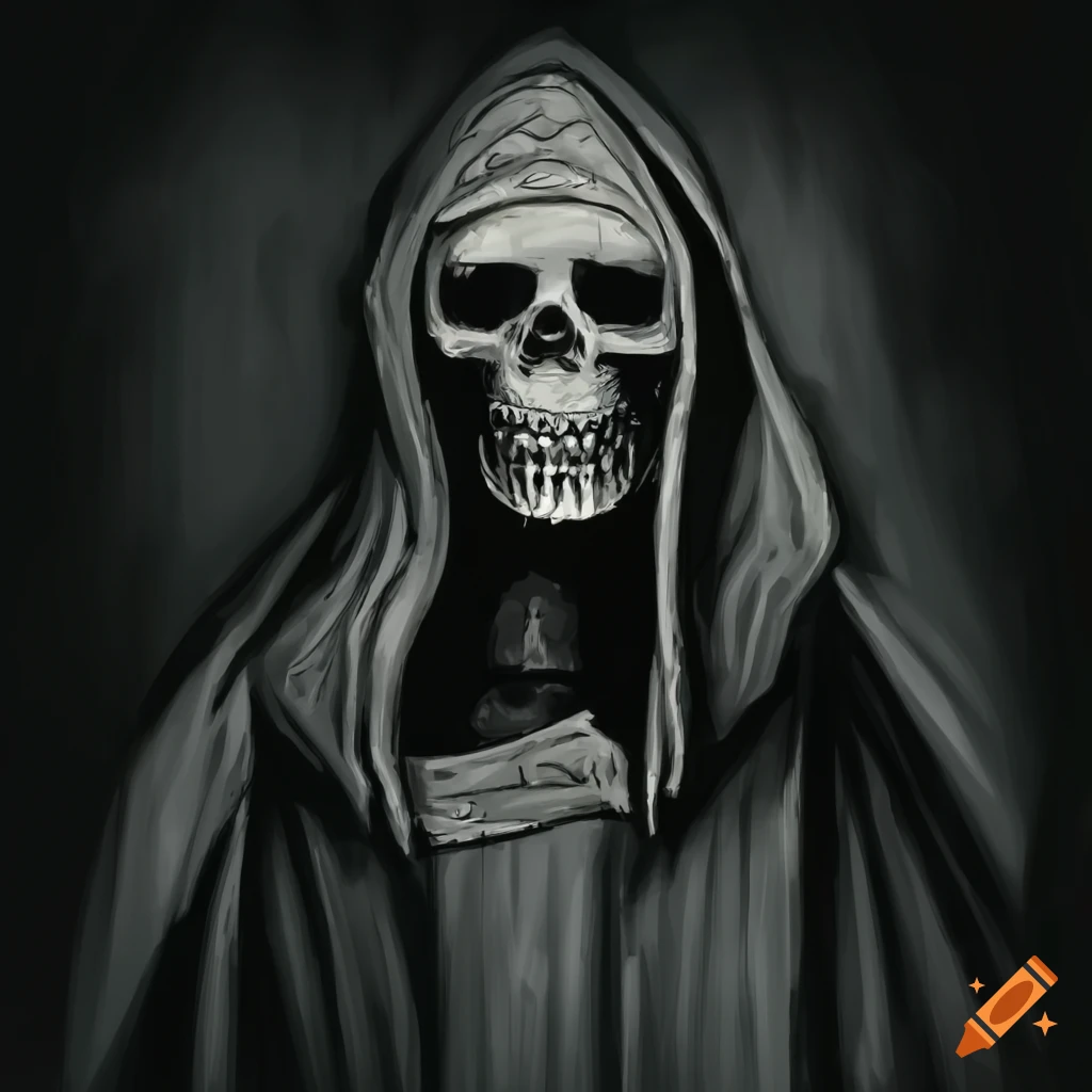 illustration of a skeleton in cleric robes
