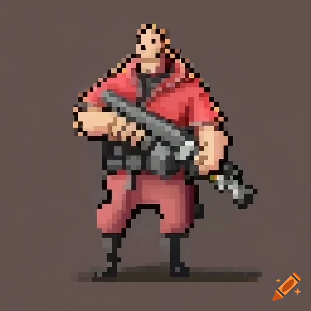 pixelart of TF2 red mercenaries as zombies