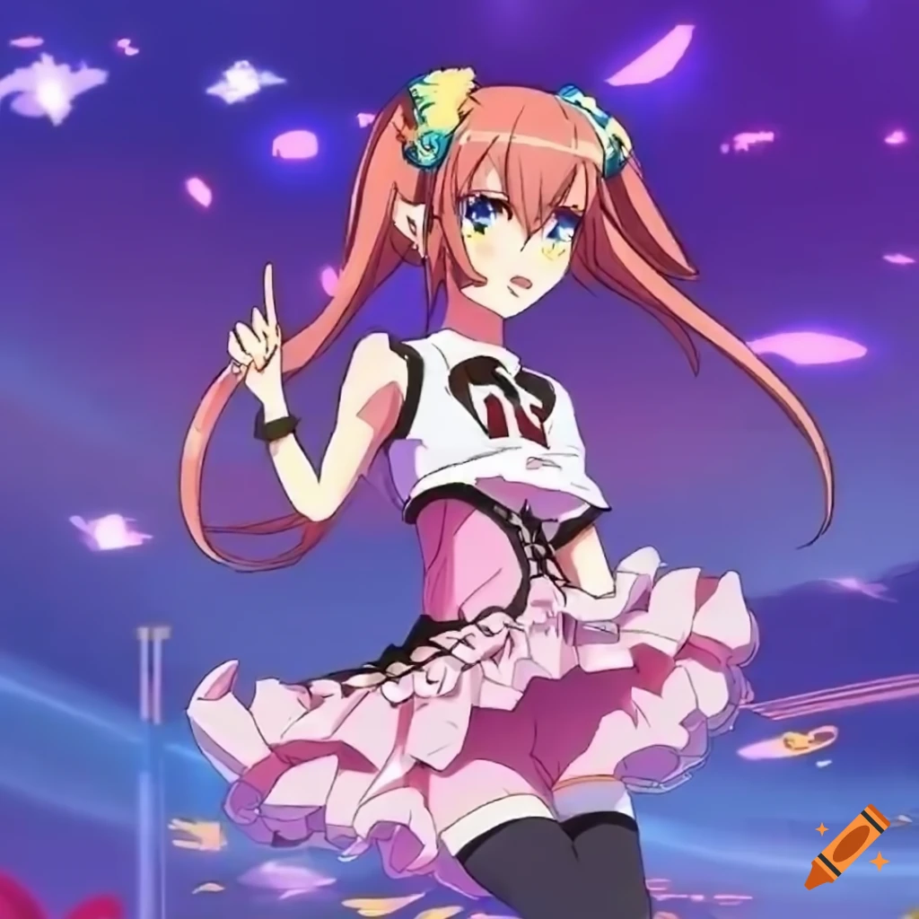 anime girl dancing on stage