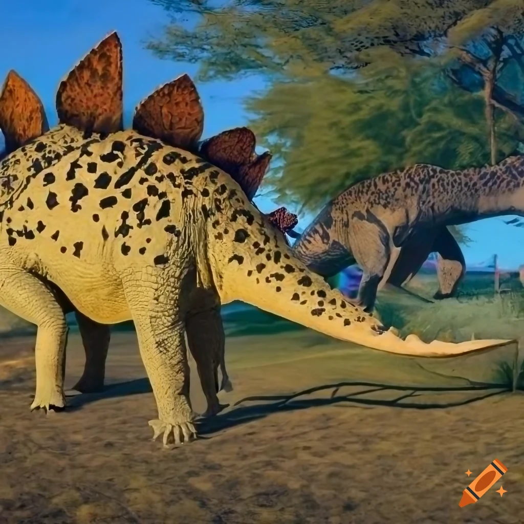 Stegosaurus with unique color pattern and detailed skin texture