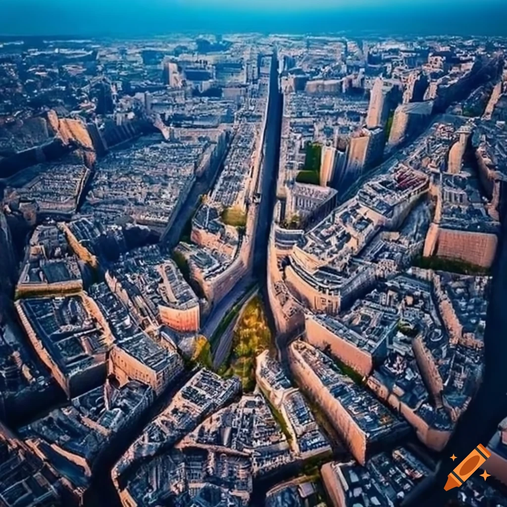 aerial view of Paris cityscape
