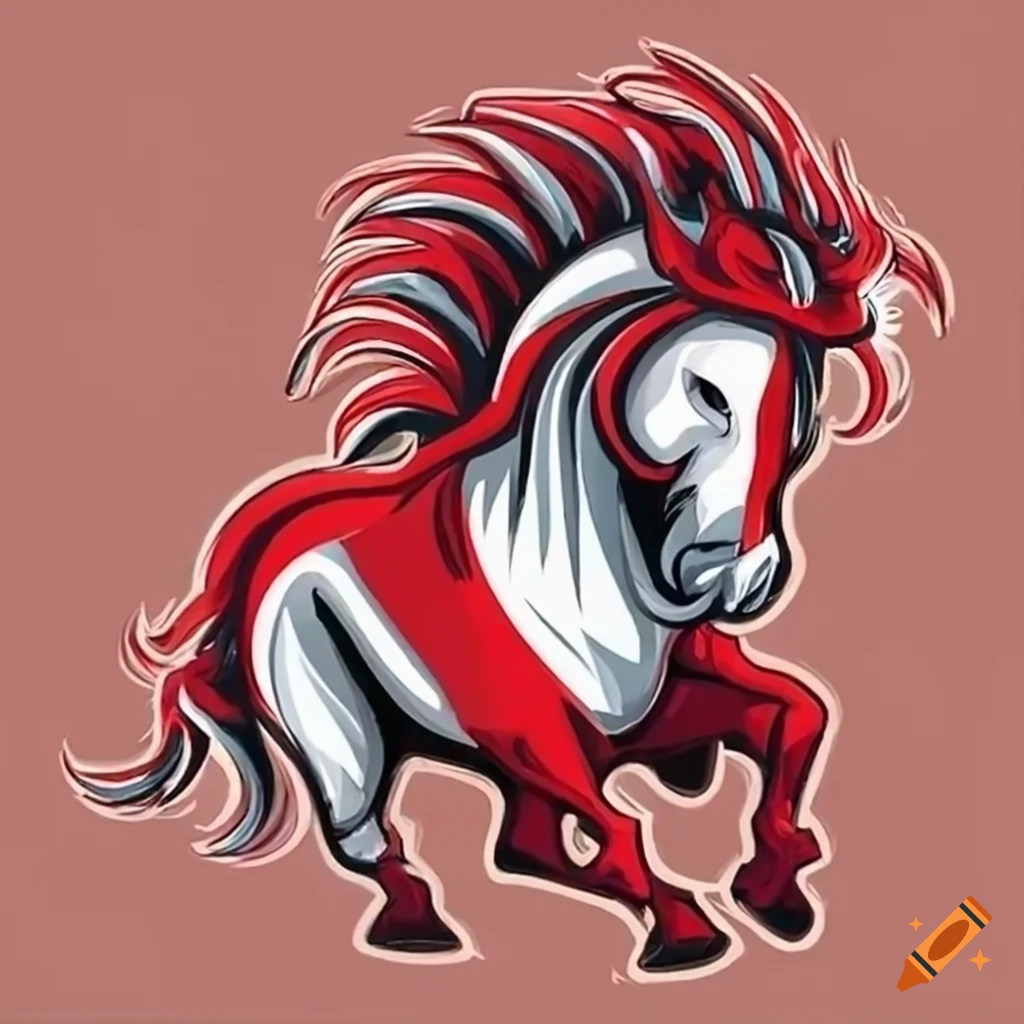 red and white horse mascot for high school