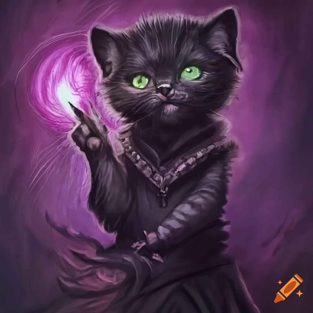 Black Kitten With A Magical theme On Craiyon