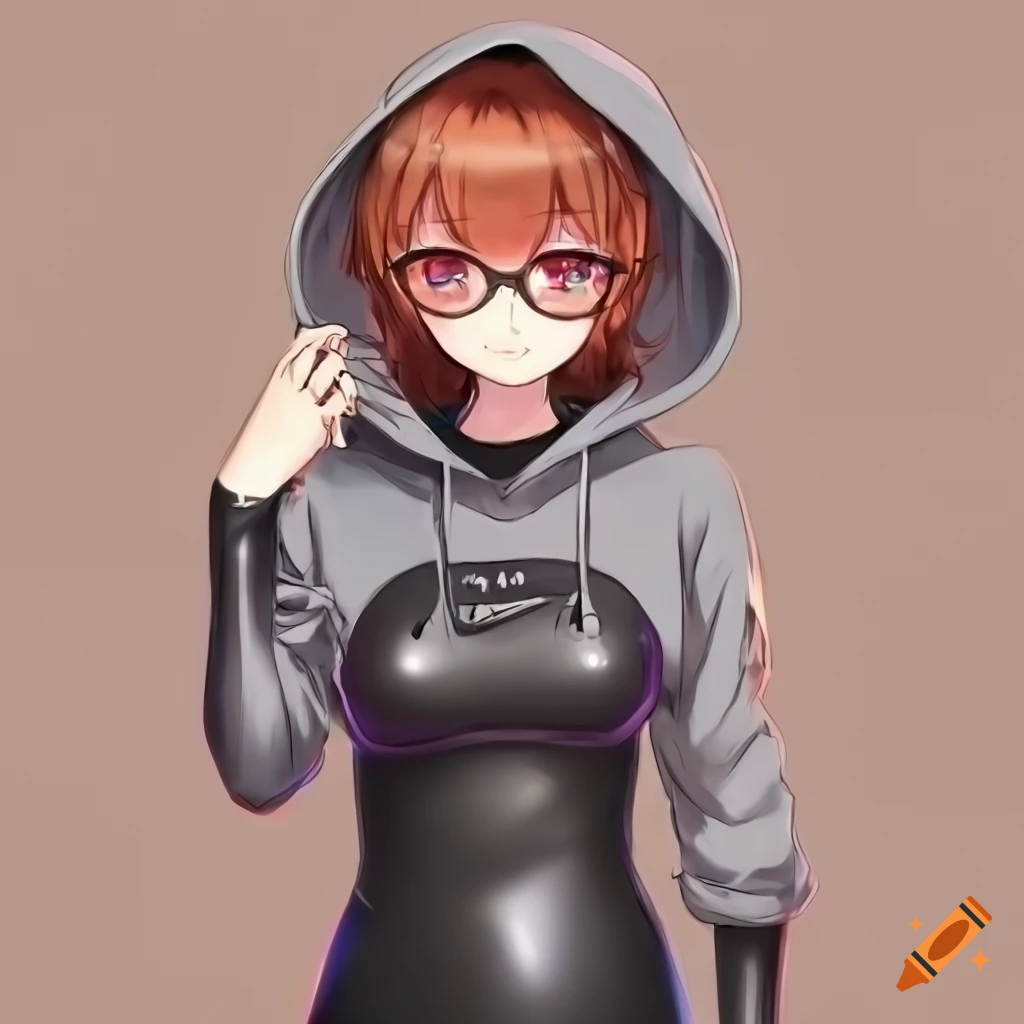 Anime girl in white hoodie with a light smile on Craiyon