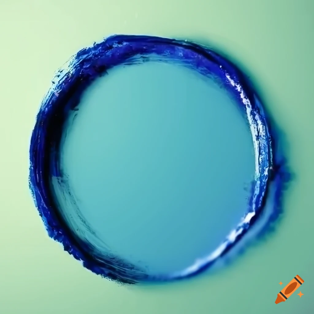 abstract blue circle painting on plain background