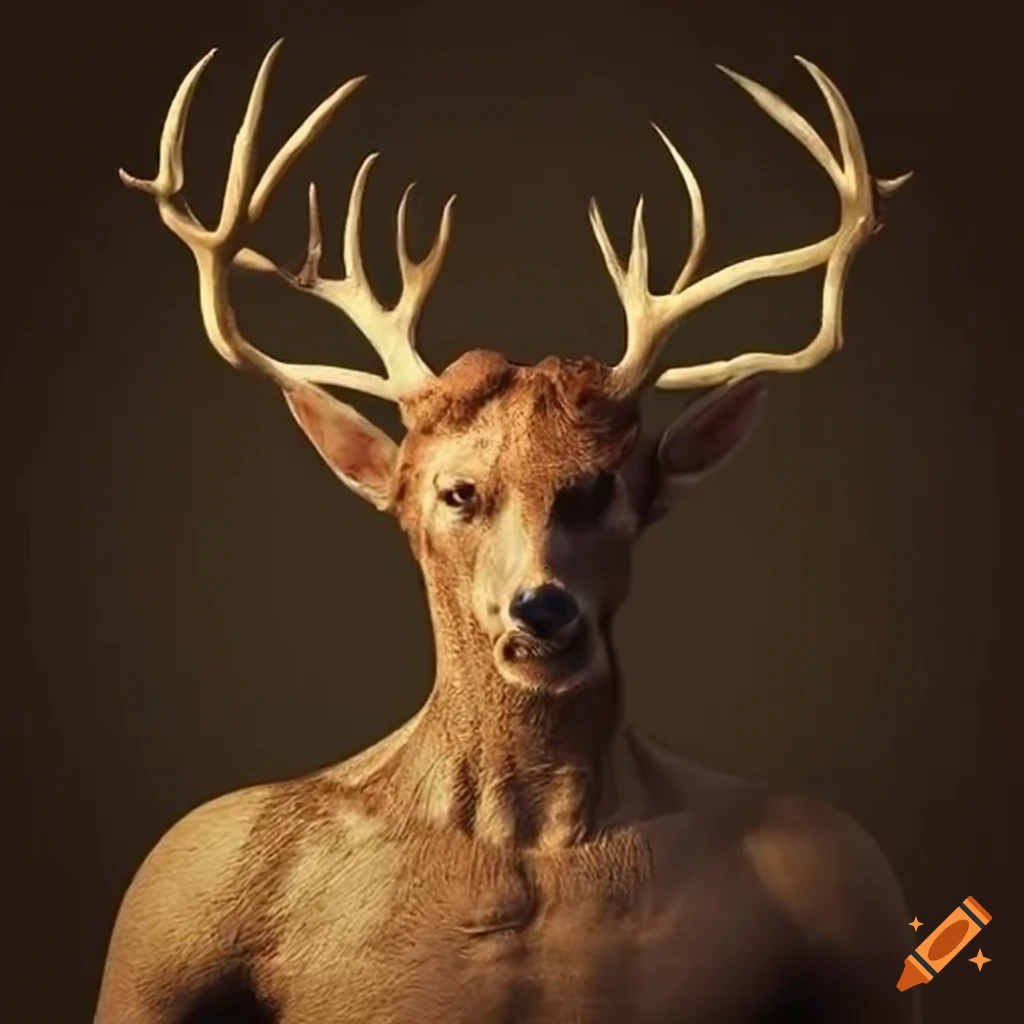 surreal artwork of a man with branches instead of antlers