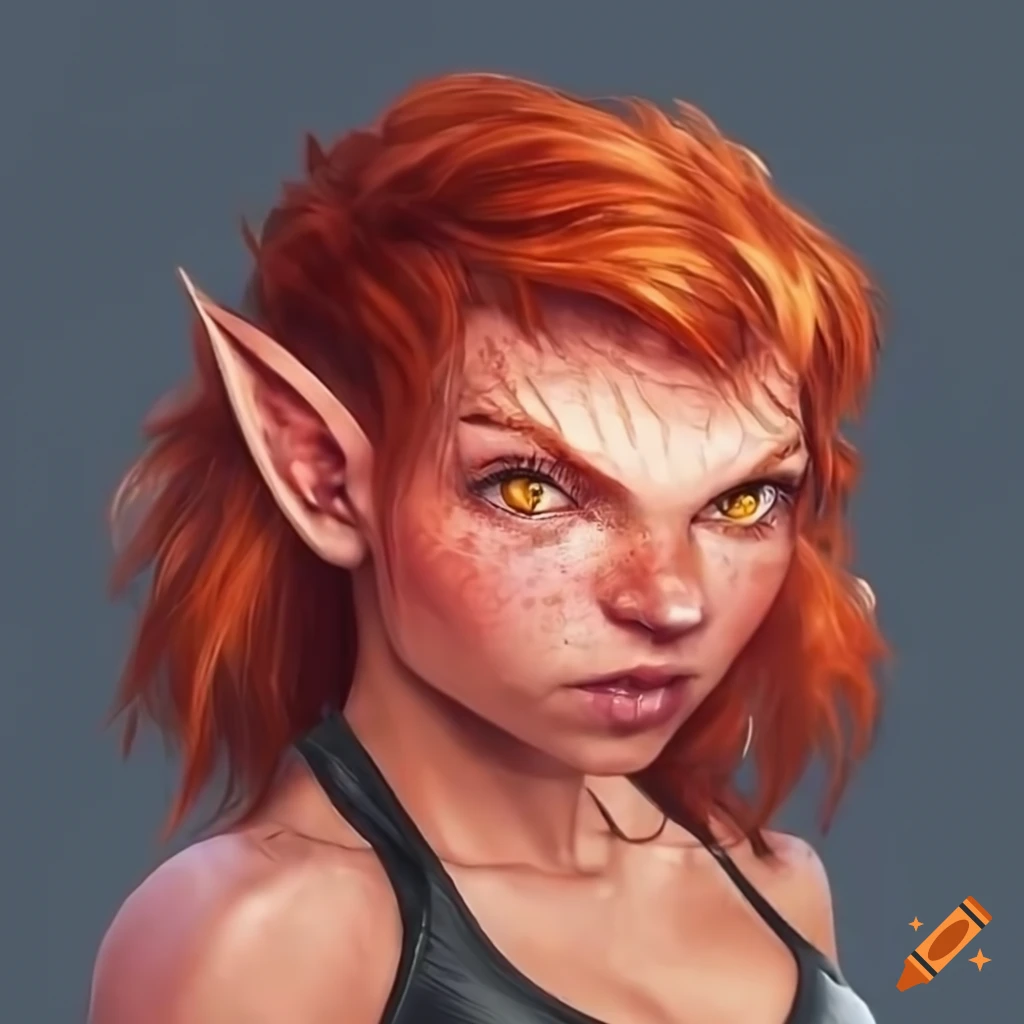 Illustration Of A Feisty Dwarf Woman With Red Hair On Craiyon