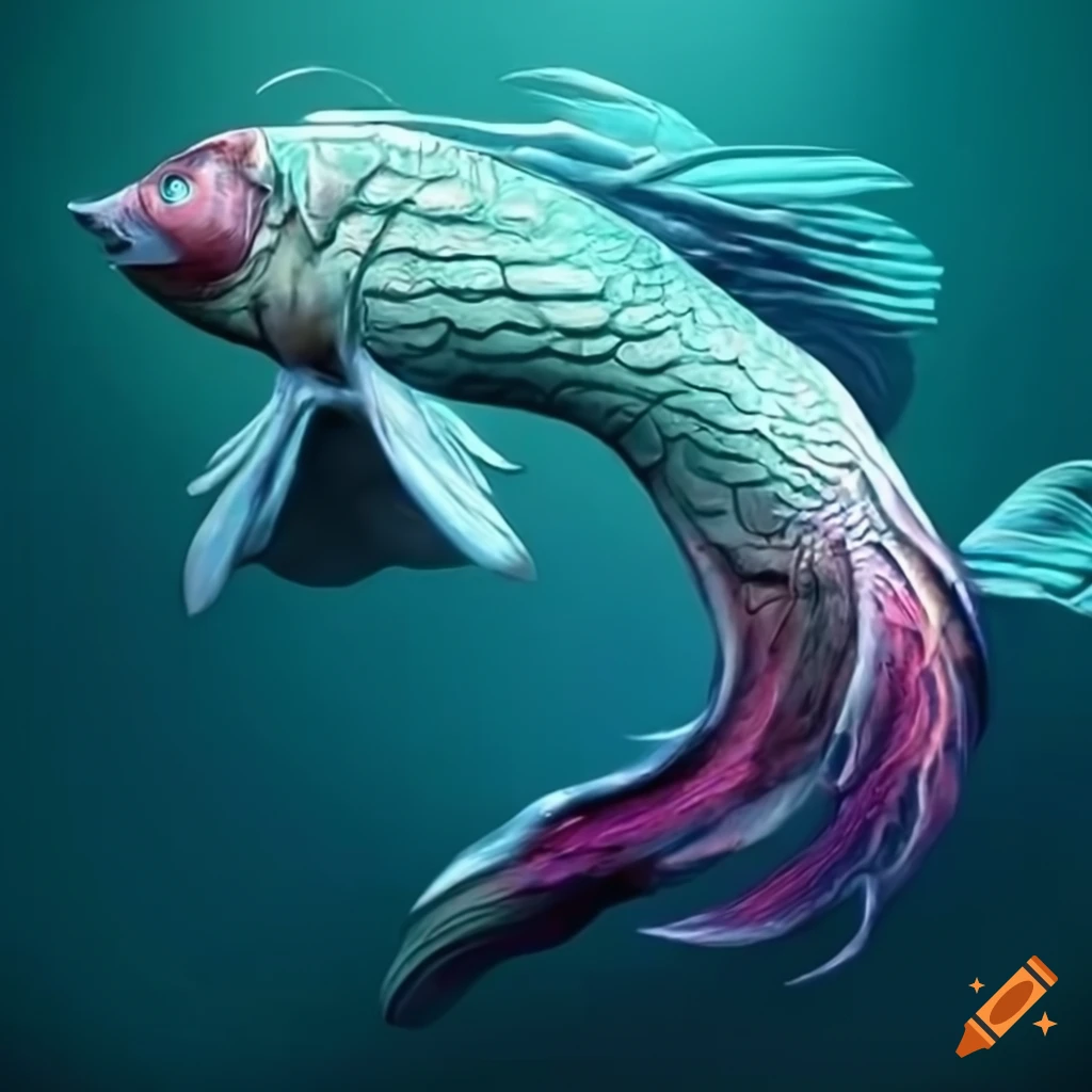 C-shaped mythical fish artwork