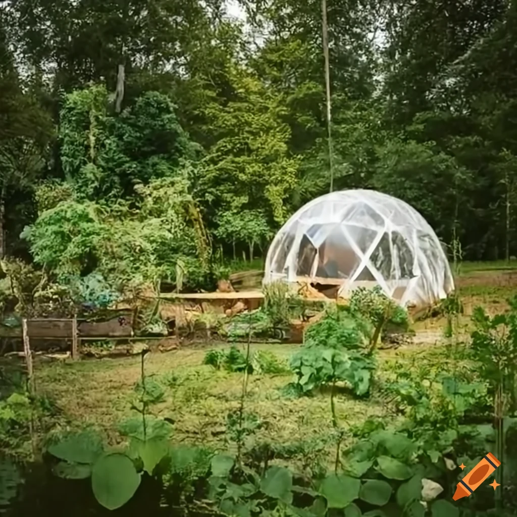 image of an eco village with vegetable garden and community spaces