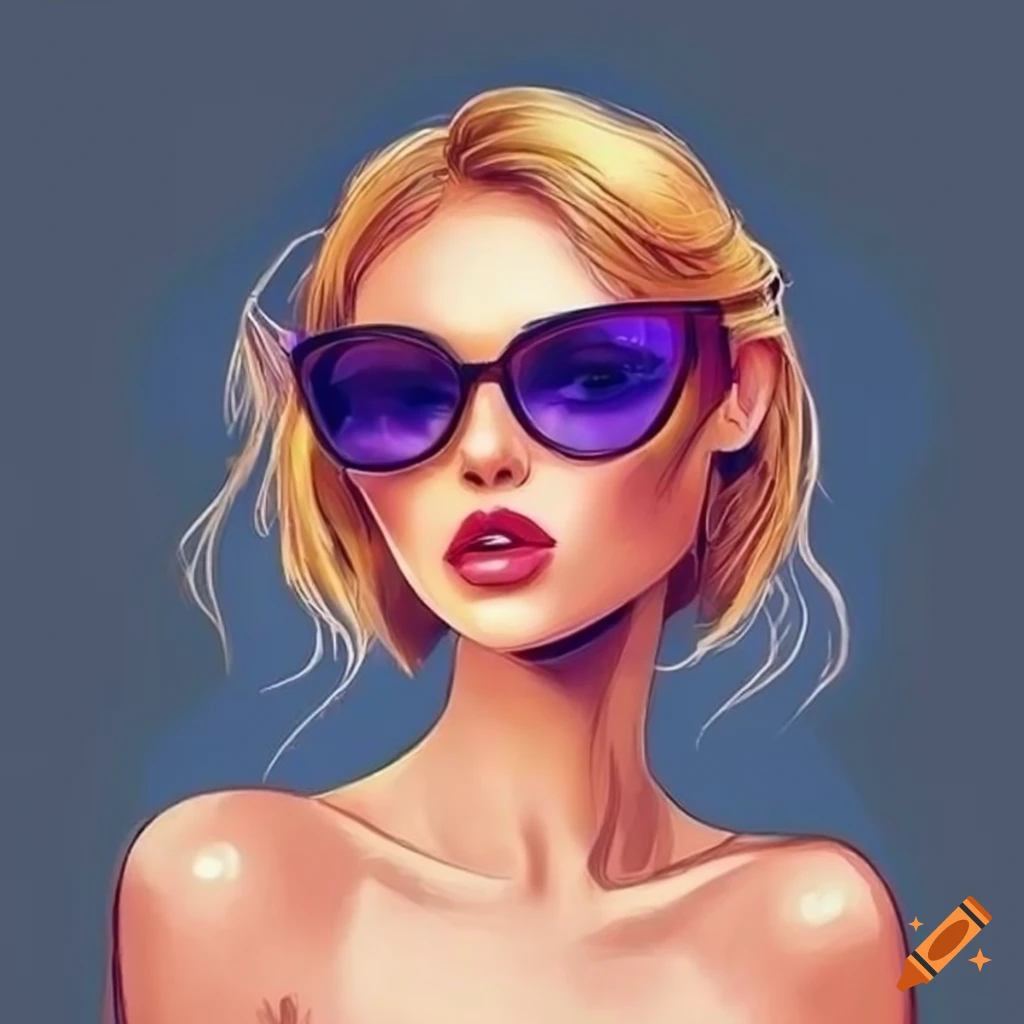 artistic illustration of a classy woman with sunglasses