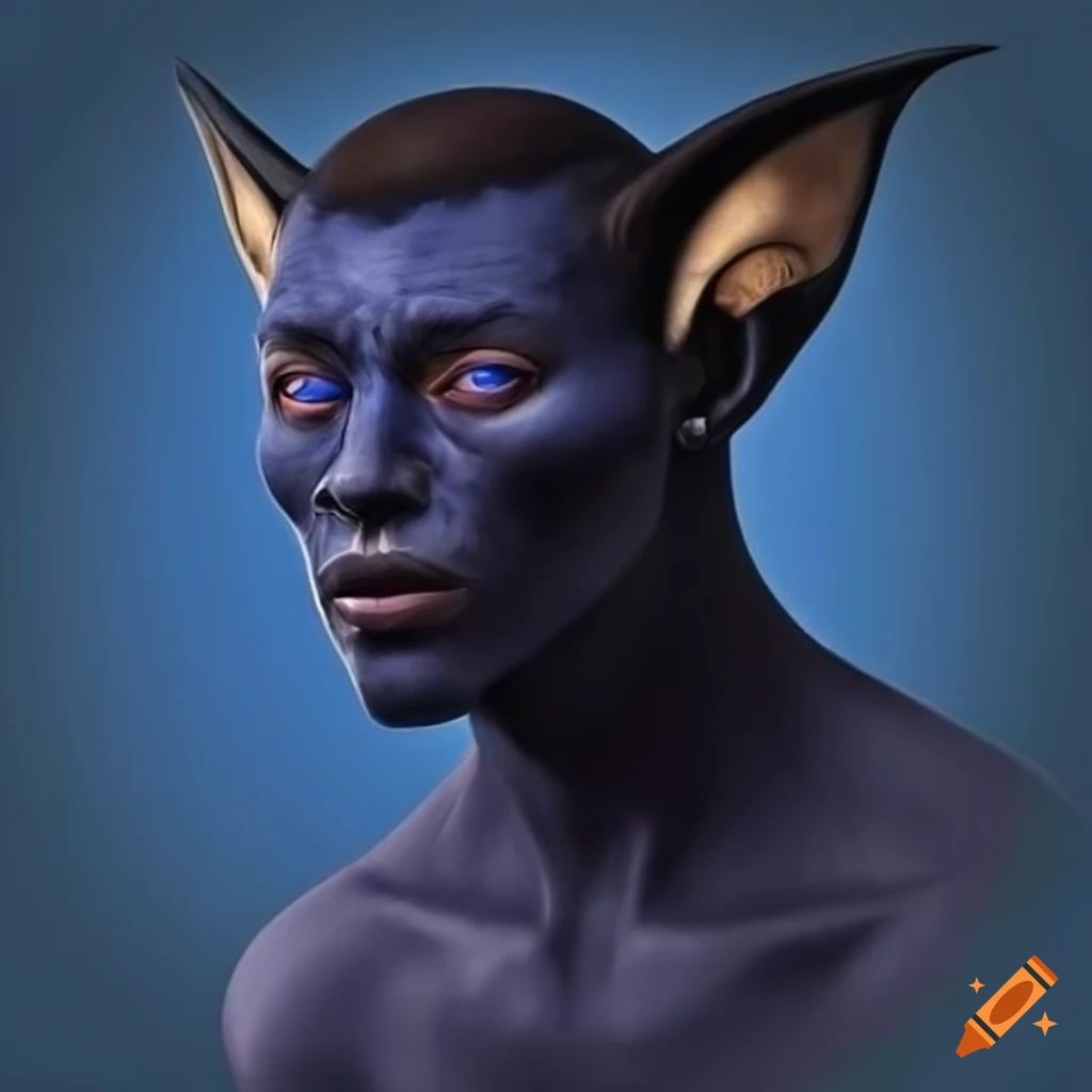 Artistic Depiction Of A Blue Skinned Human With Bat Ears On Craiyon 