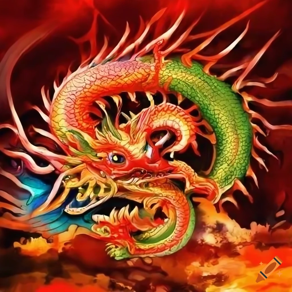 Colorful chinese dragon art on Craiyon