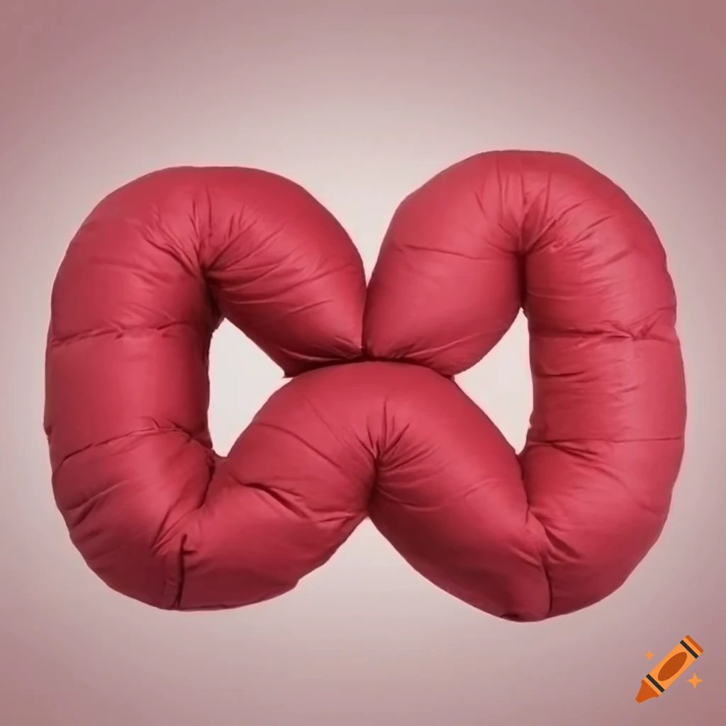 Red down padded letter z pillow with folds on Craiyon