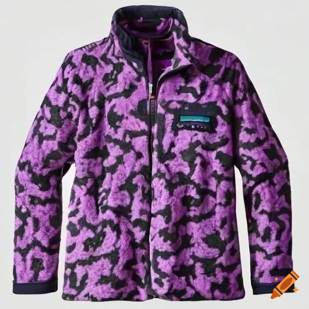 purple and black cheetah printed Patagonia fleece