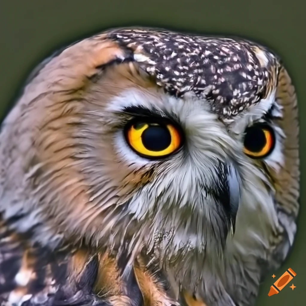 Close-up of an owl's eye on Craiyon