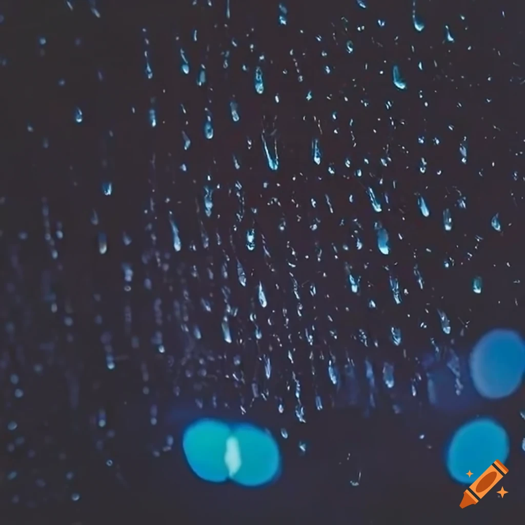 nighttime view of heavy rain on a car windshield