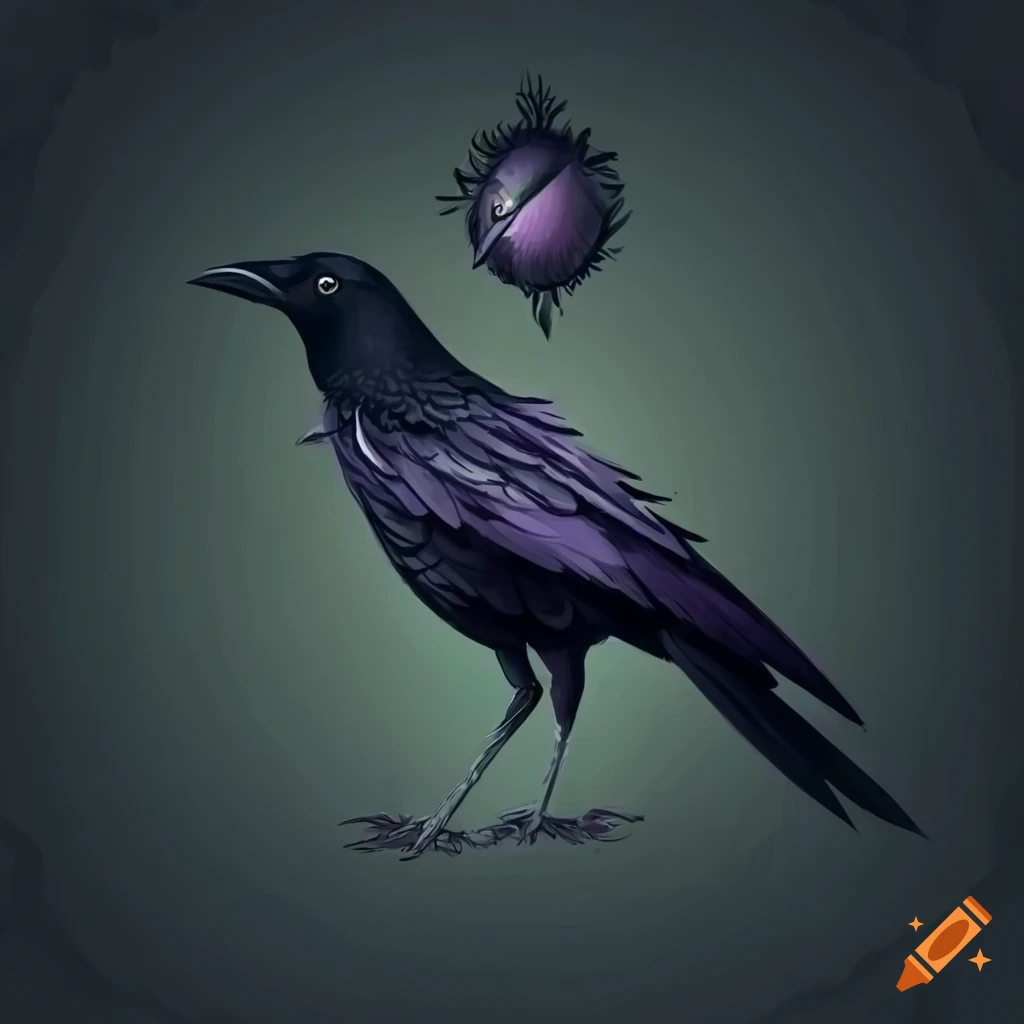 dark-themed illustration of a poet with a crow