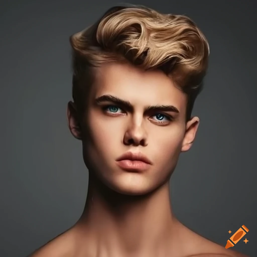 handsome blonde man with green eyes