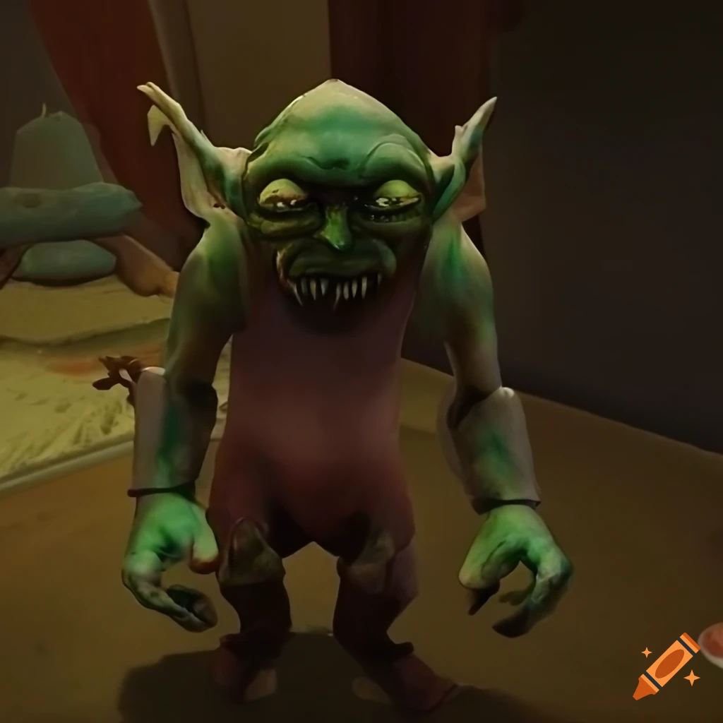 person acting like a goblin at home