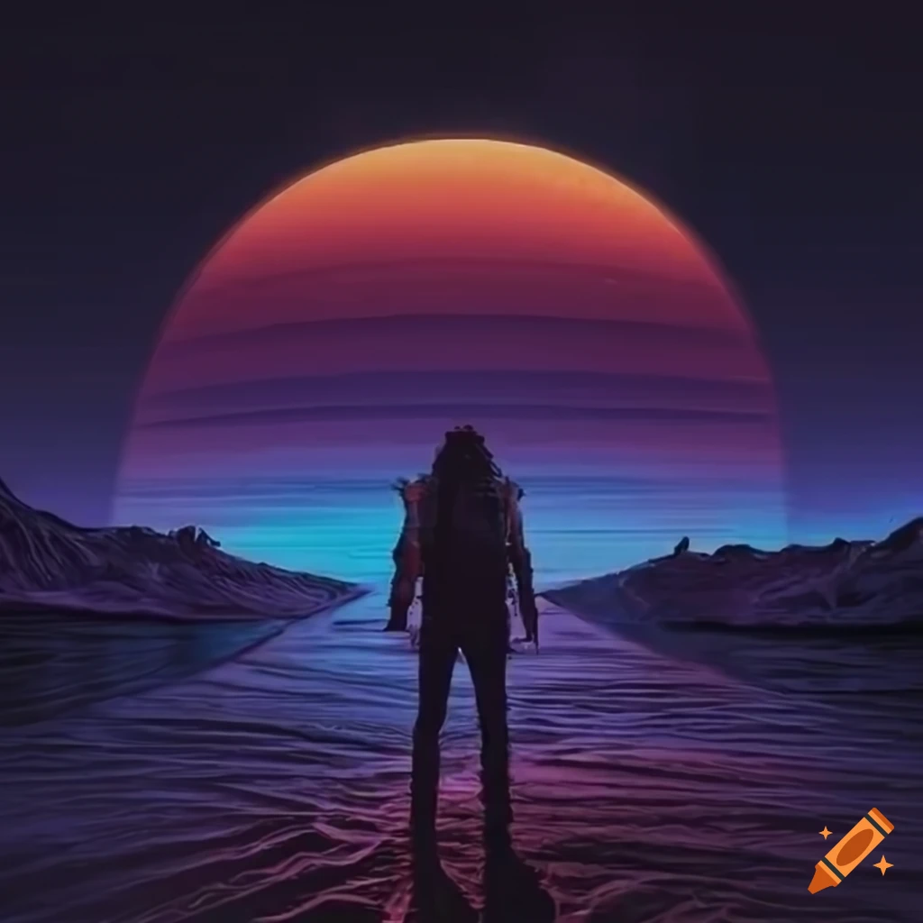 synthwave space metal album cover