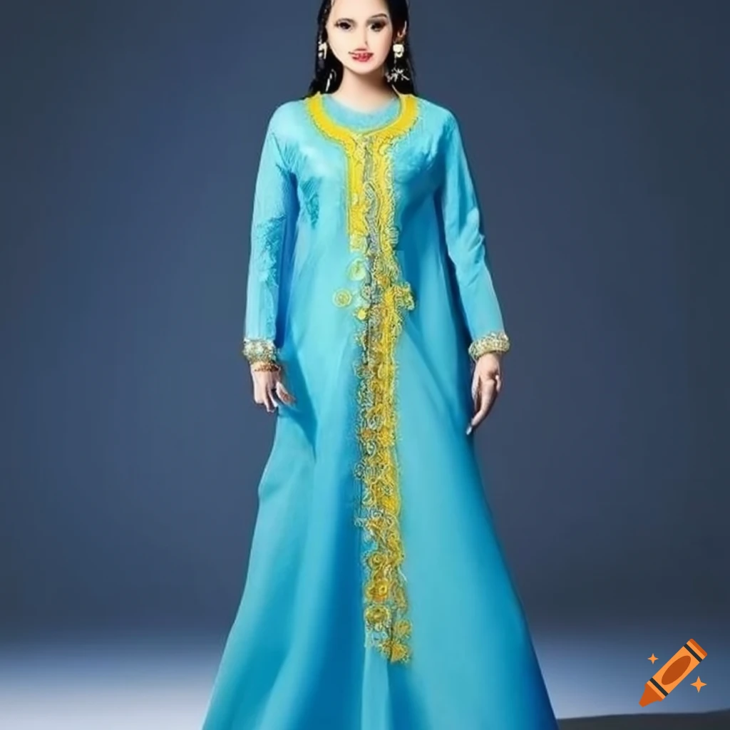 Beautiful Work Double Shaded Blue Color Gown - Clothsvilla