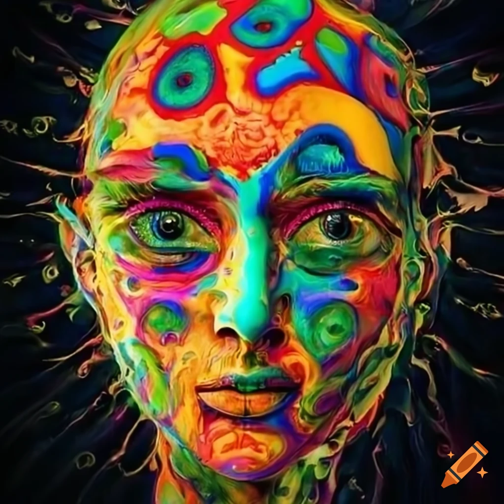 surreal artwork of a face with multiple eyes