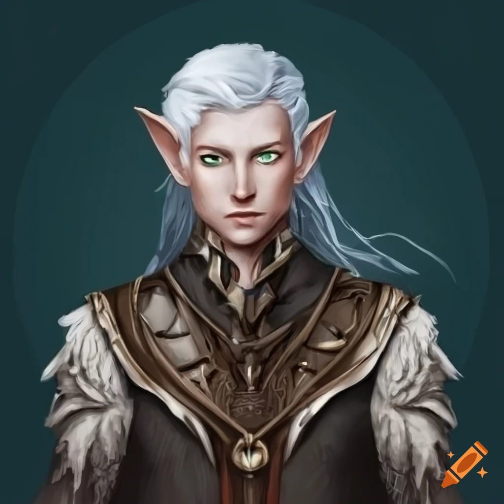 white-haired male half-elf warlock