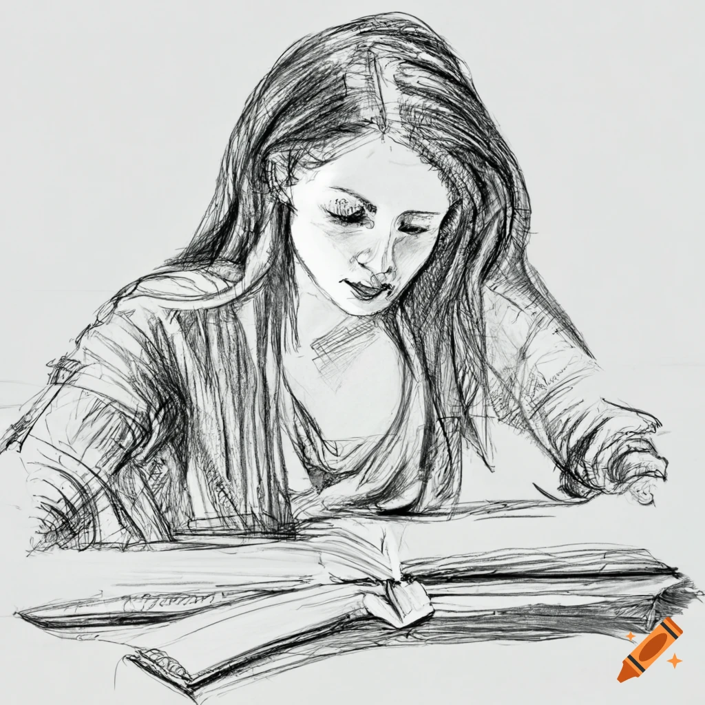 A girl is studying Pencil Sketch for beginners