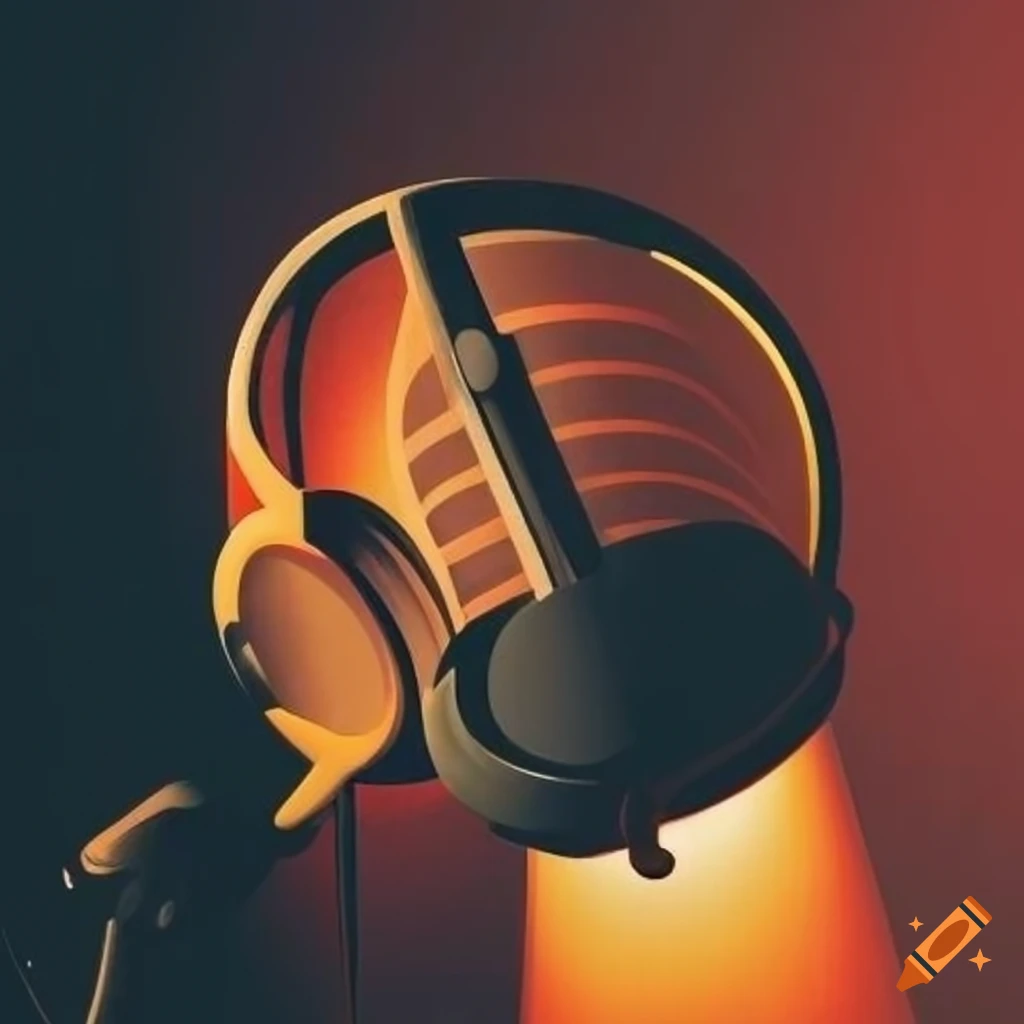 Podcast cover with question mark and music notes on Craiyon