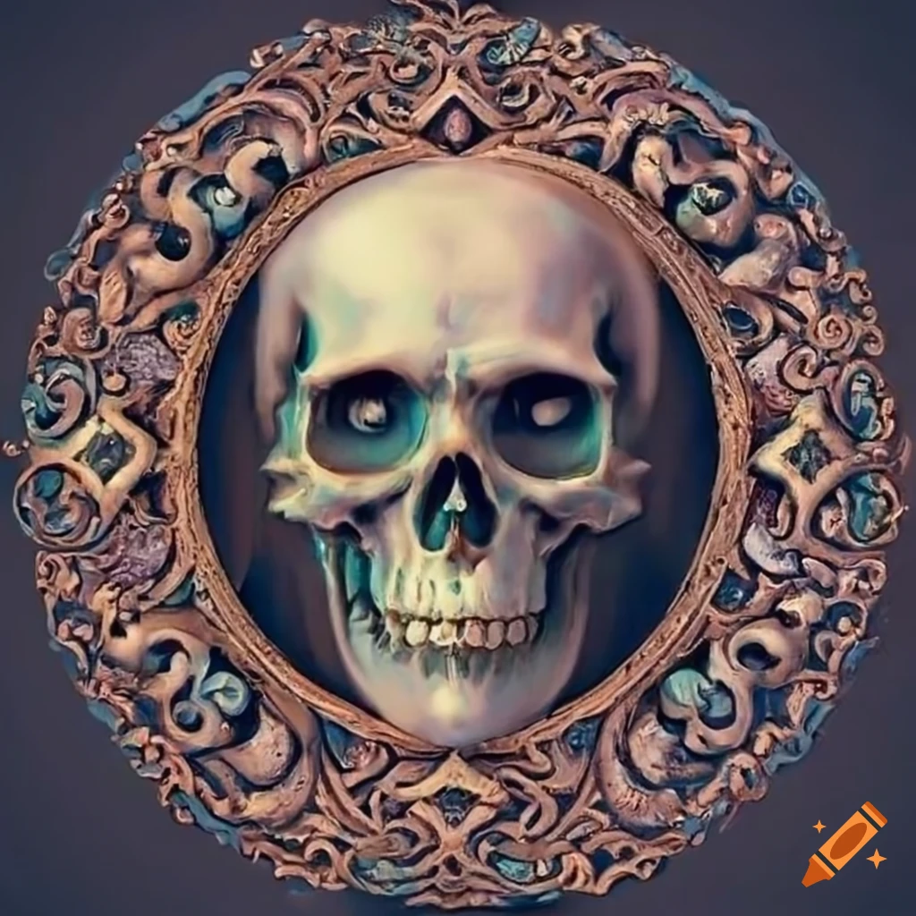 intricate skull medallion design