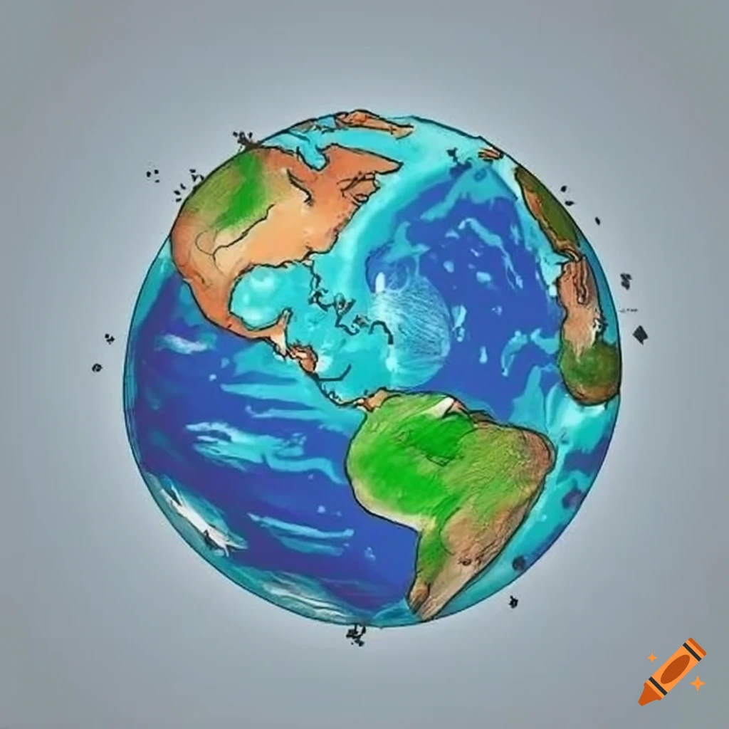 Earth Vector Drawing Globe Colour Illustration Stock Vector (Royalty Free)  1484617859 | Shutterstock