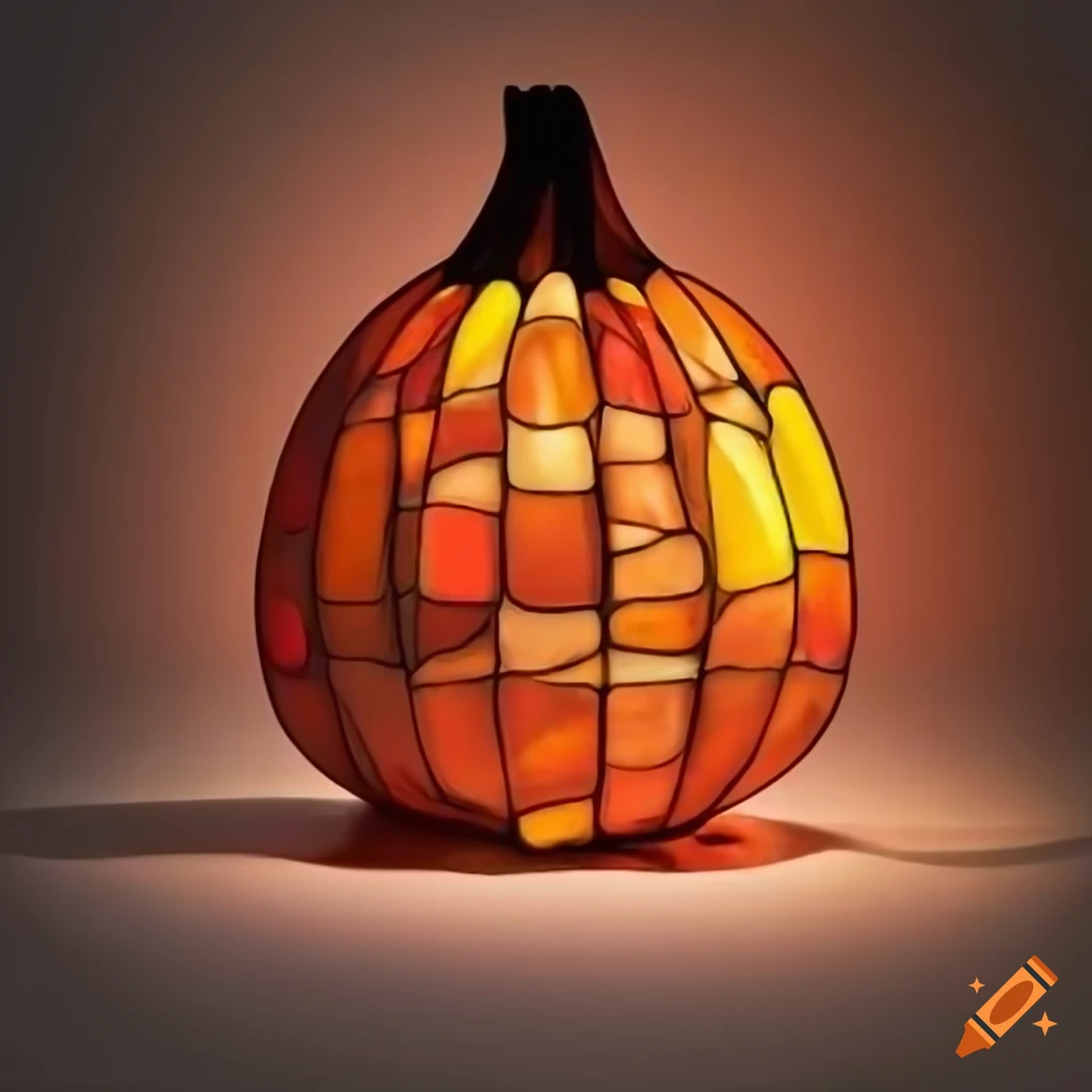 Beautiful orange stained glass pumpkin on Craiyon