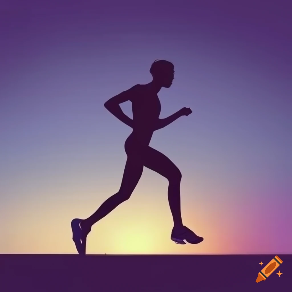 Silhouettes of people running in the background