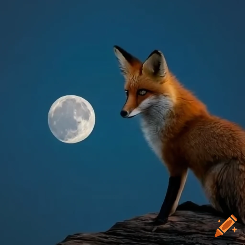Realistic fox looking at the moon on craiyon