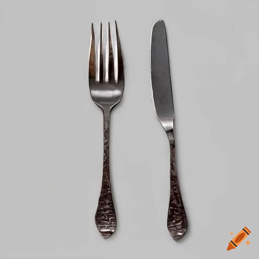 close-up of silver fork and knife scraping