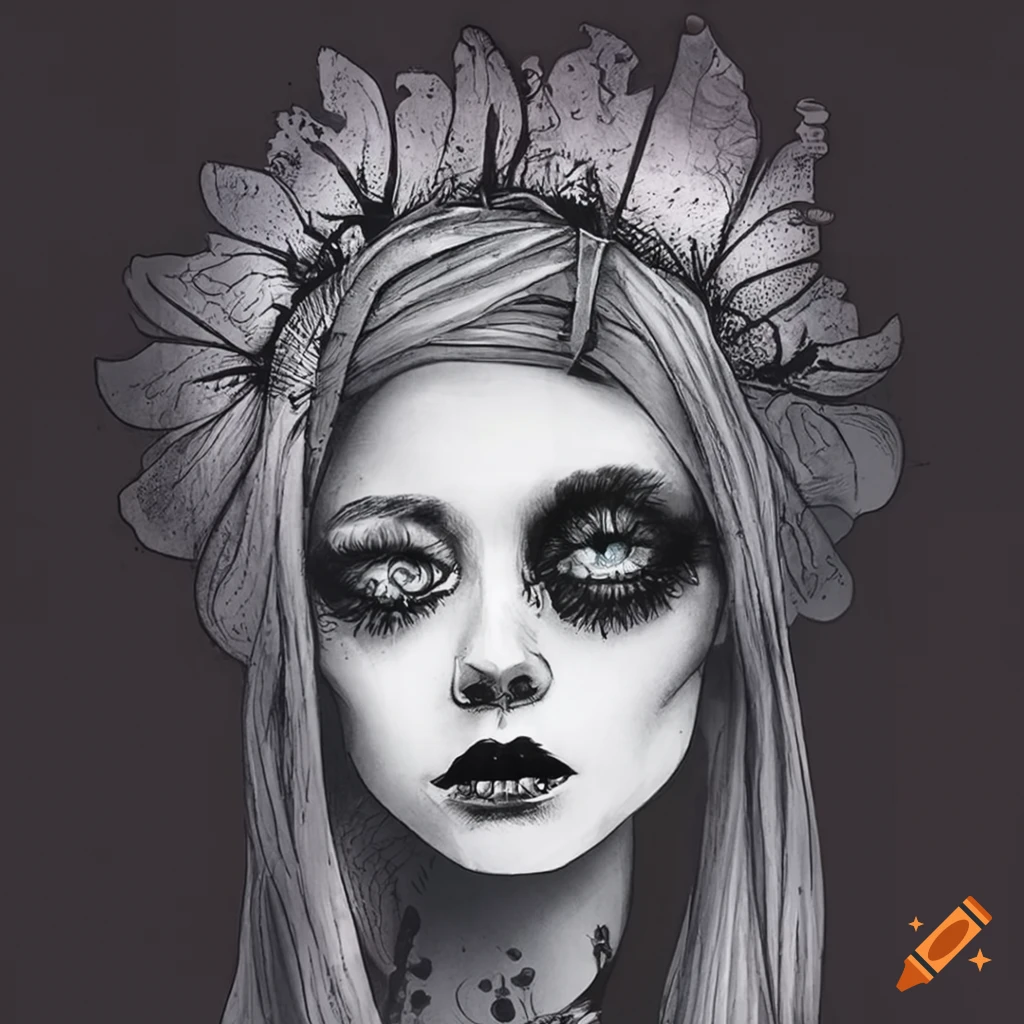 Creepy black and white gothic drawing cover art