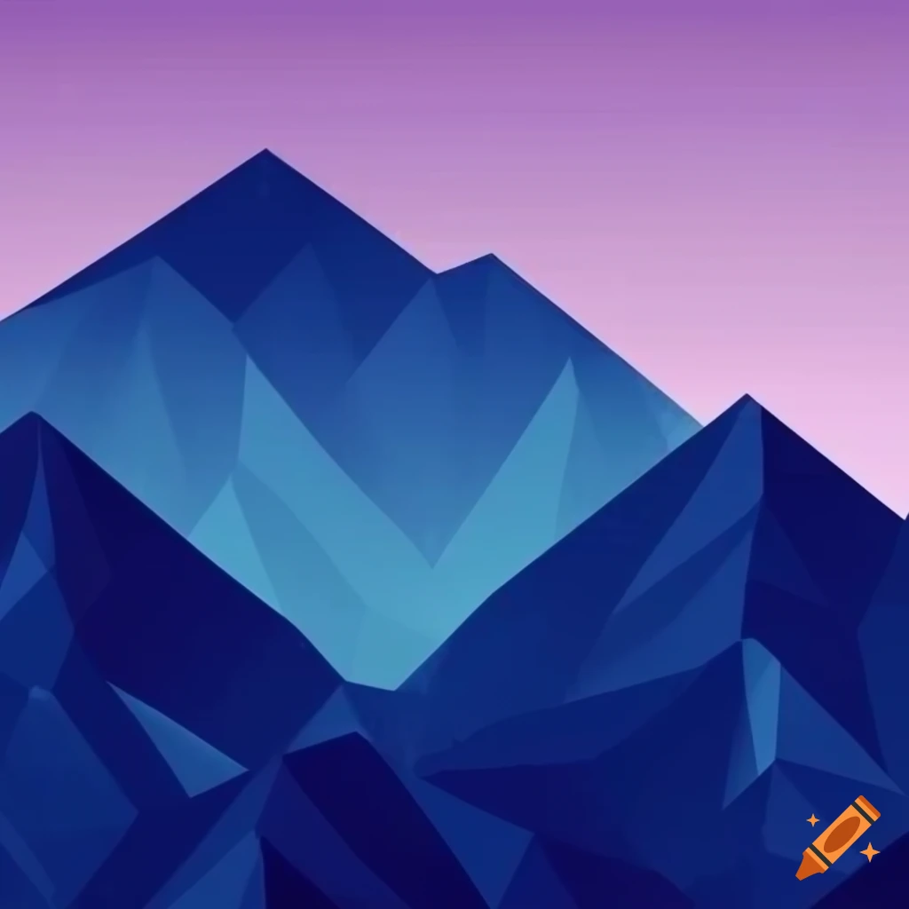 Polygon style navy blue mountain range